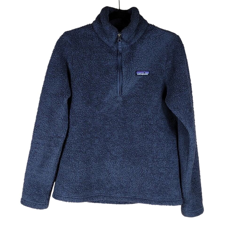 Patagonia Navy Blue Winter Fleece Outdoor Casual 1/4 Zip-Up Pullover Sweater